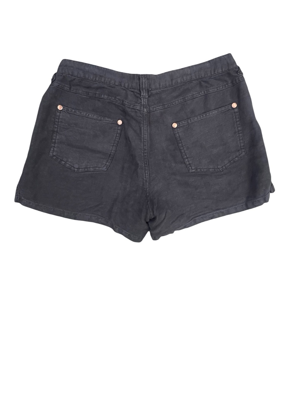 Anthropologie Dylan by True Grit| Cotton-Linen Button Shorts Black size 10 - Picture 3 of 5